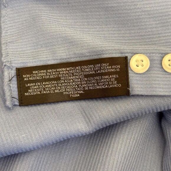 Conte di Milano Shirt Mens 17 1/2 Blue Button Up S/Sleeve Business Casual XXL - Picture 10 of 11